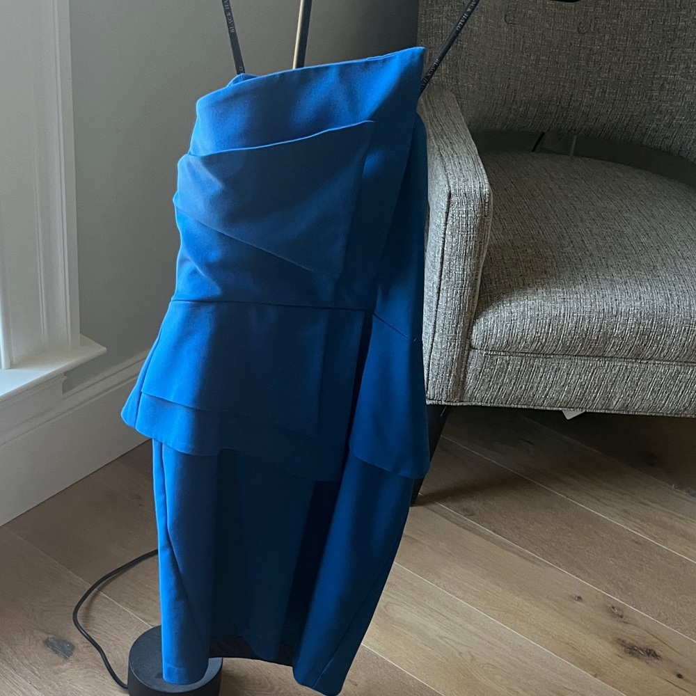 Black Halo Strapless Blue Lines Dress